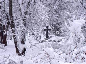 Покрытая снегом могила