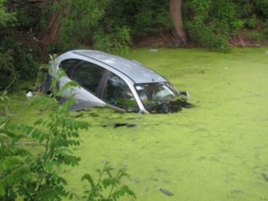 Затонувшее авто в болоте